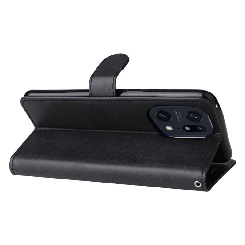 Capa Flip Para Oppo Find X5 Pro De Cordão Simples Com Alça