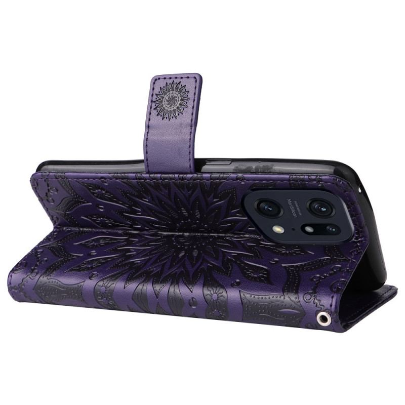 Capa Flip Para Oppo Find X5 Pro De Cordão Tanga Sol