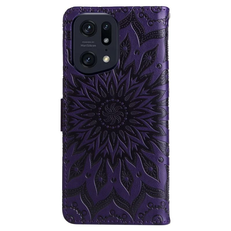Capa Flip Para Oppo Find X5 Pro De Cordão Tanga Sol