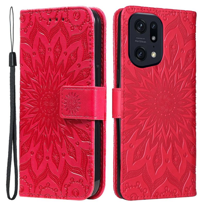 Capa Flip Para Oppo Find X5 Pro De Cordão Tanga Sol