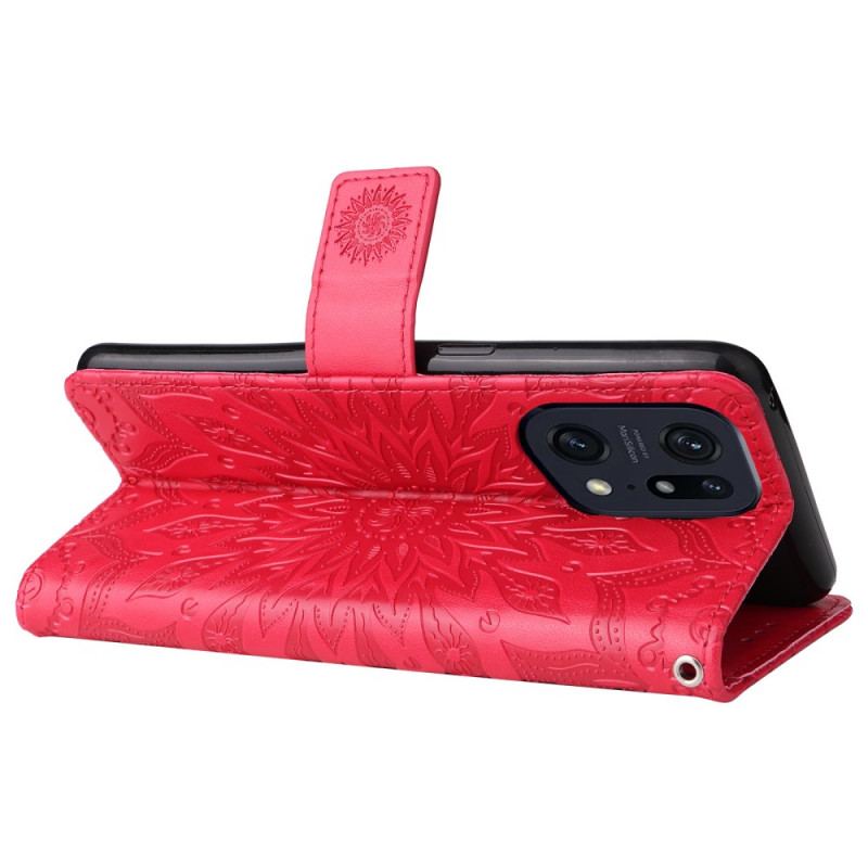 Capa Flip Para Oppo Find X5 Pro De Cordão Tanga Sol