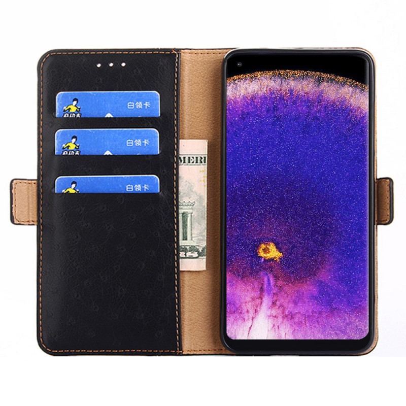 Capa Flip Para Oppo Find X5 Pro Textura De Pele De Avestruz Bicolor
