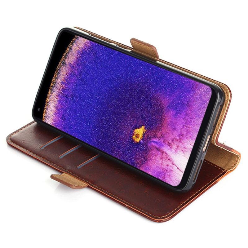 Capa Flip Para Oppo Find X5 Pro Textura De Pele De Avestruz Bicolor