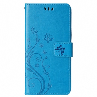 Capa Flip Para iPhone 15 Flores Com Cordão