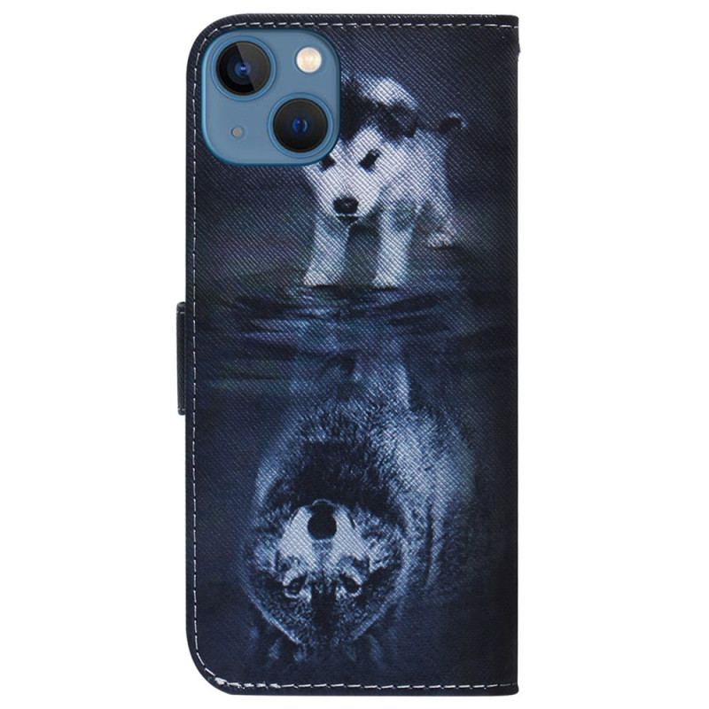 Capa Flip Para iPhone 15 Sonho De Cachorro