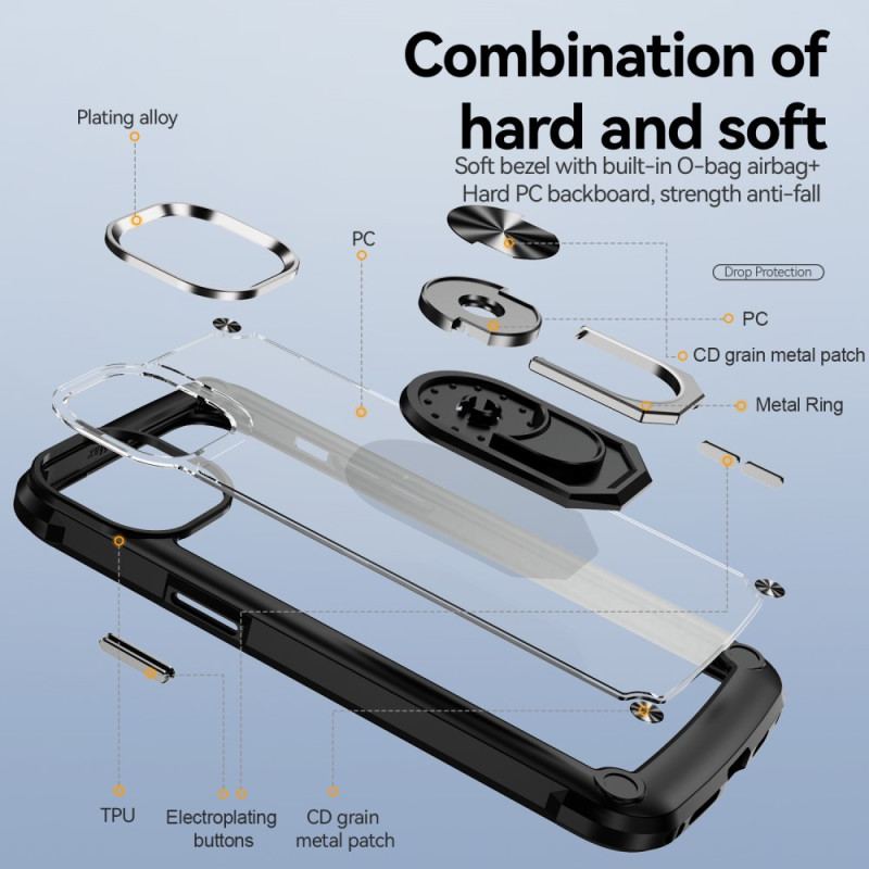Capa Para iPhone 15 Transparente Com Anel De Suporte