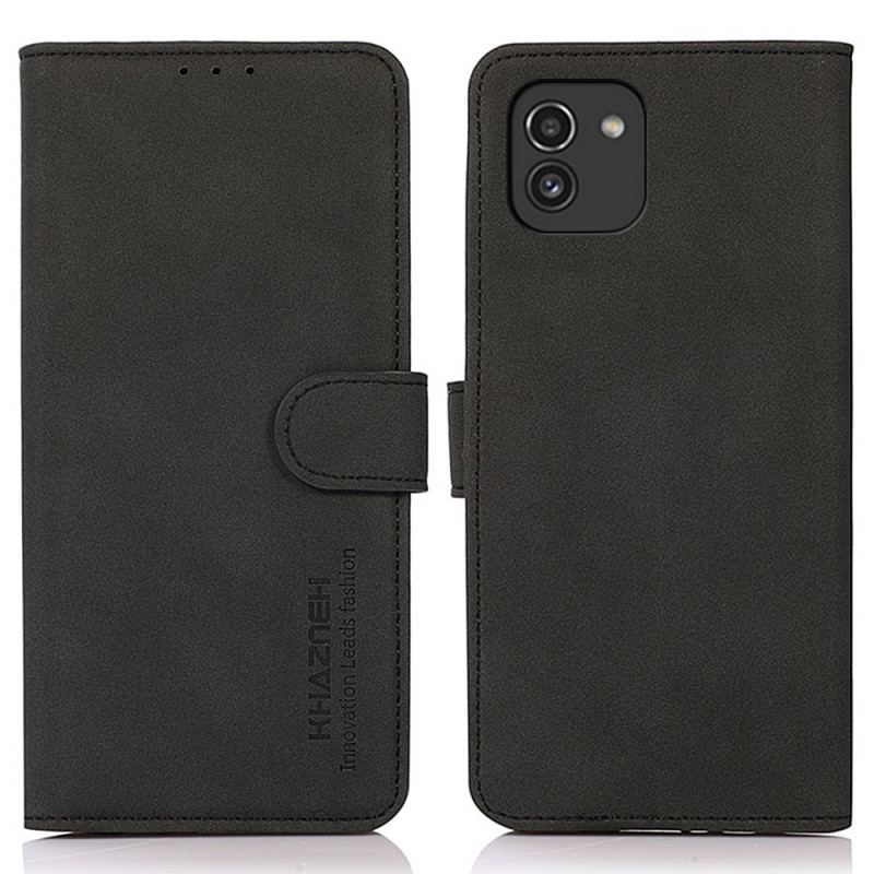 Capa De Couro Para Samsung Galaxy A03 Khazneh Textura Efeito Couro