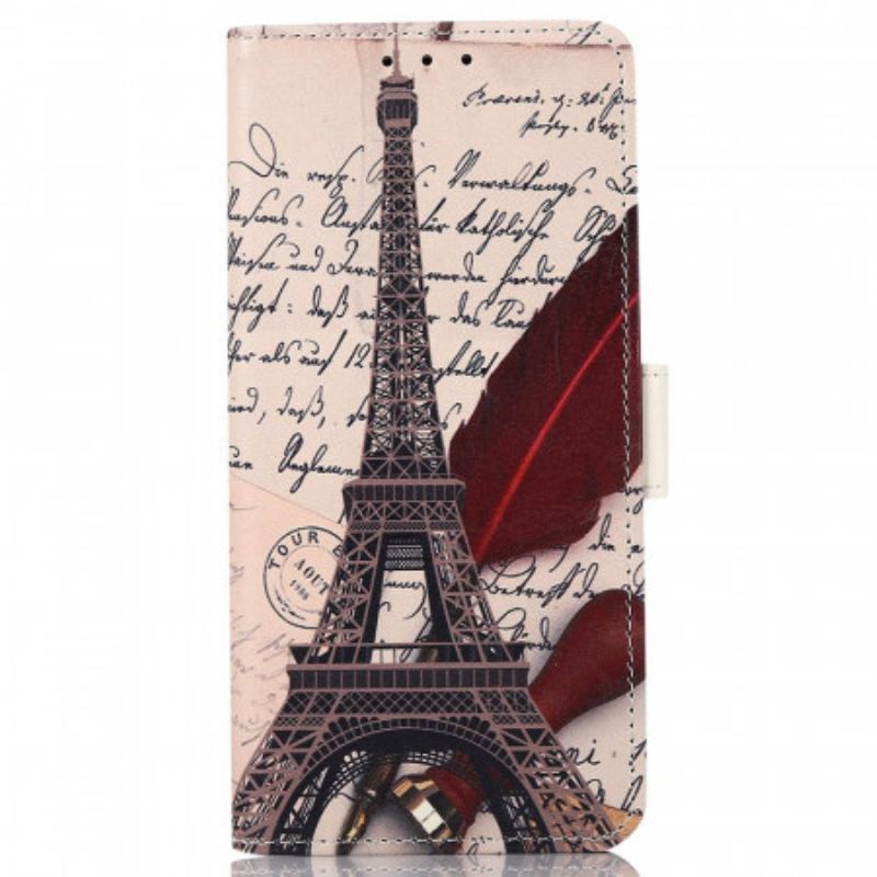 Capa De Couro Para Samsung Galaxy A03 Torre Eiffel Do Poeta