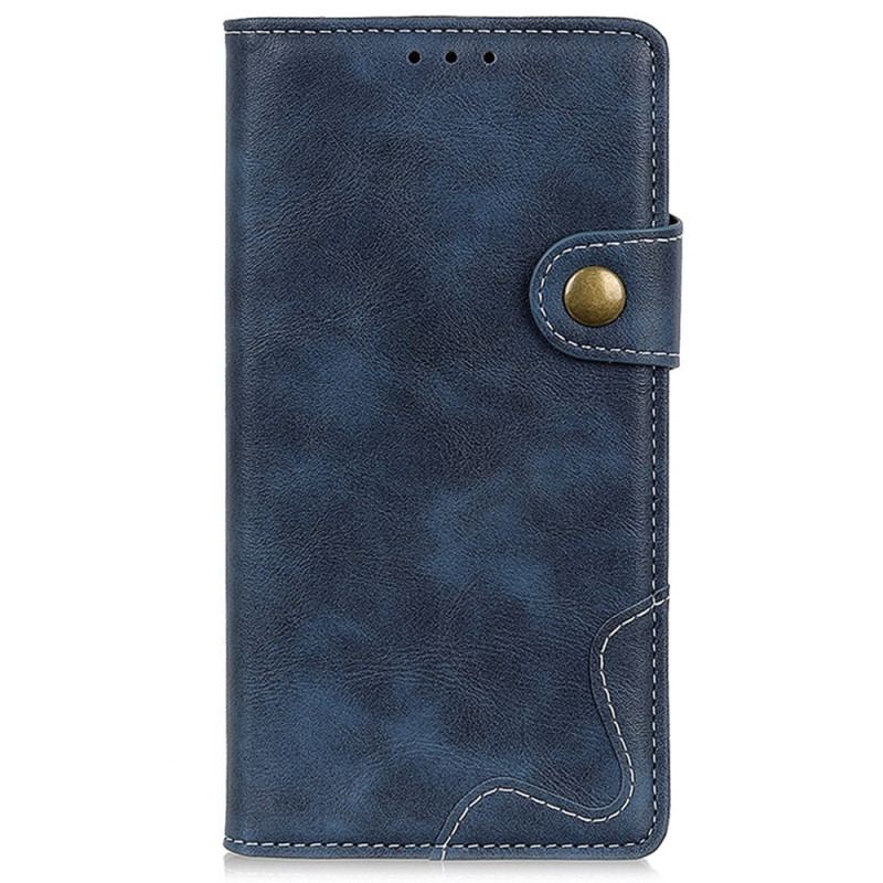 Capa Flip Para Samsung Galaxy A03 Botão Artístico E Costuras