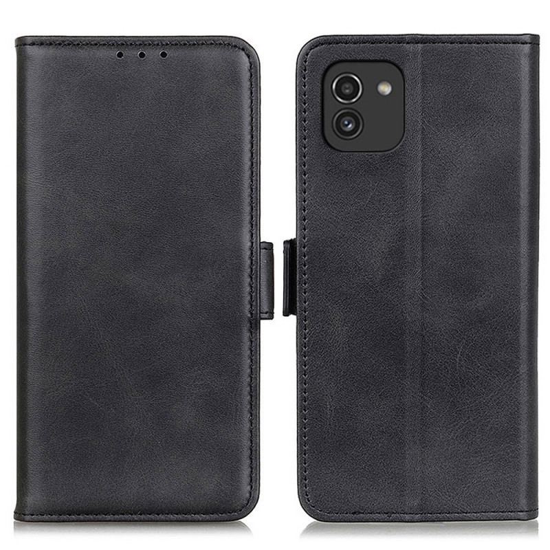Capa Flip Para Samsung Galaxy A03 De Couro Aba Dupla