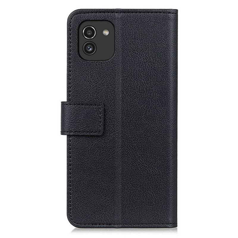 Capa Flip Para Samsung Galaxy A03 Efeito Couro Clássico