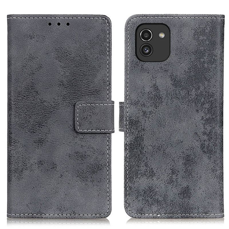 Capa Folio Para Samsung Galaxy A03 Efeito Couro Vintage