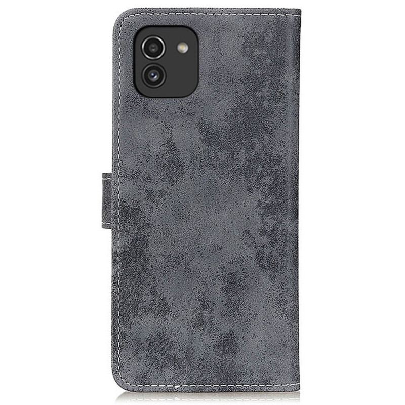 Capa Folio Para Samsung Galaxy A03 Efeito Couro Vintage