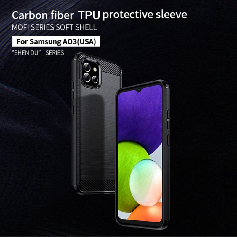Capa Para Samsung Galaxy A03 Fibra De Carbono Mofi Escovada