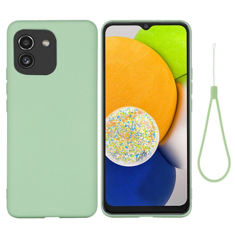 Capa Para Samsung Galaxy A03 Silicone Líquido Com Cordão