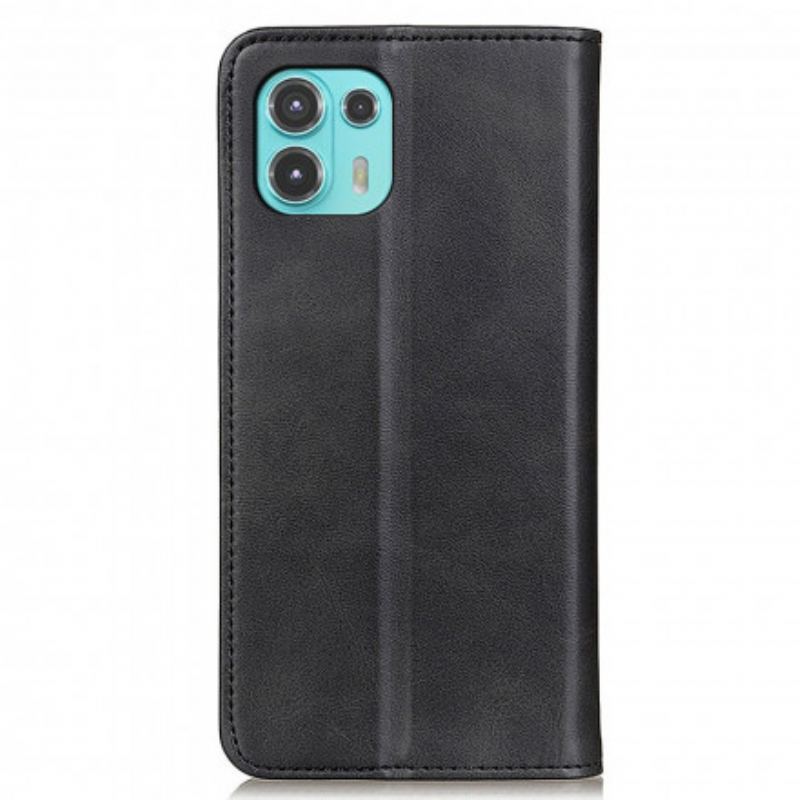 Capa De Celular Para Motorola Edge 20 Lite Flip Design De Couro Dividido