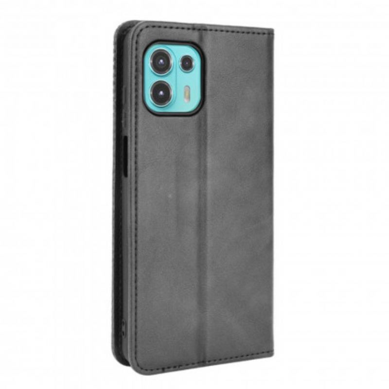 Capa De Celular Para Motorola Edge 20 Lite Flip Efeito Couro Vintage Estilizado