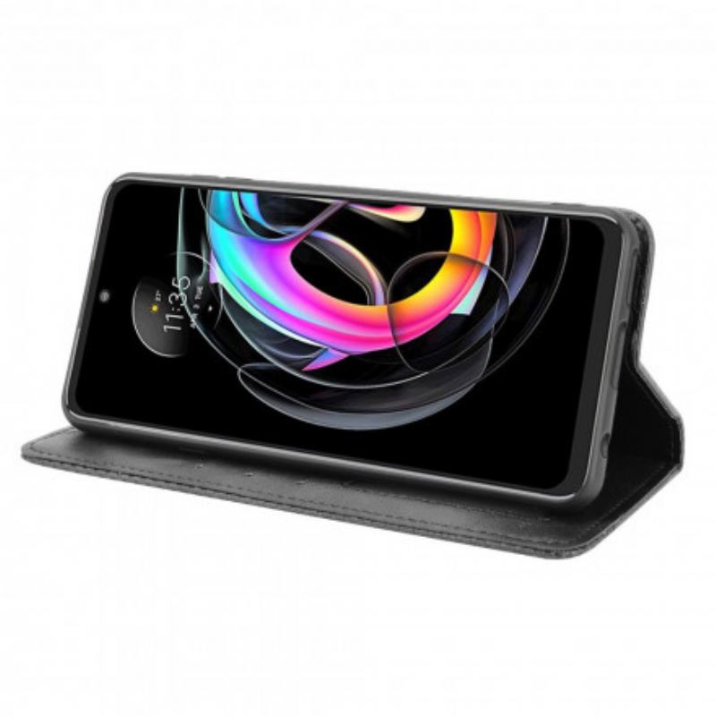 Capa De Celular Para Motorola Edge 20 Lite Flip Efeito Couro Vintage Estilizado