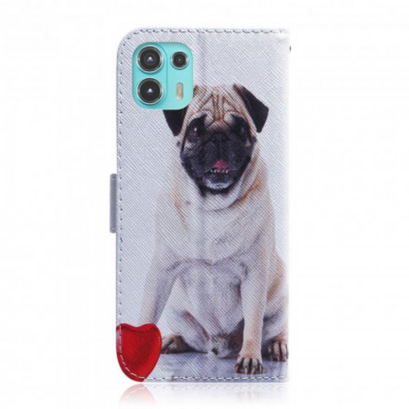 Capa De Couro Para Motorola Edge 20 Lite Cachorro Pug