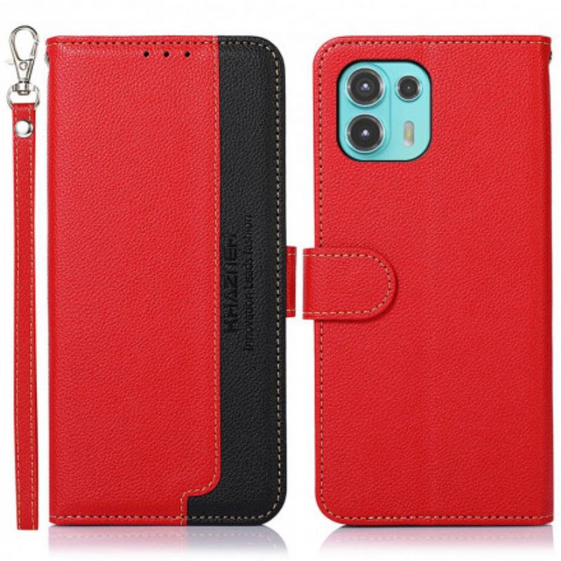 Capa De Couro Para Motorola Edge 20 Lite Estilo Lichia Rfid Khazneh