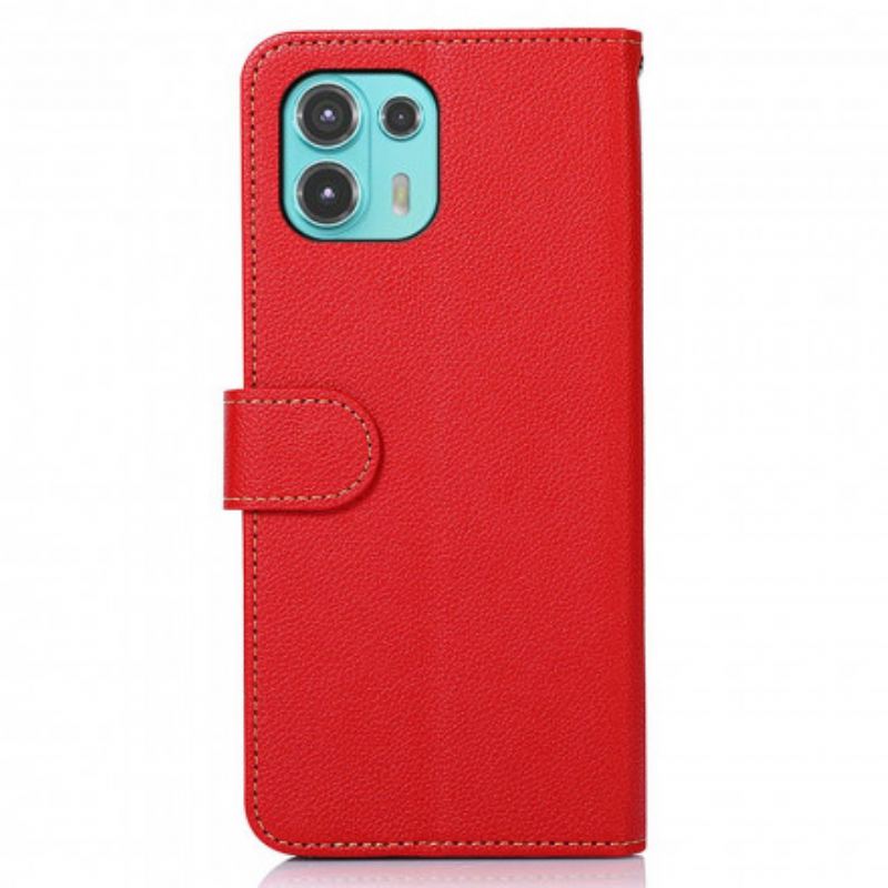 Capa De Couro Para Motorola Edge 20 Lite Estilo Lichia Rfid Khazneh