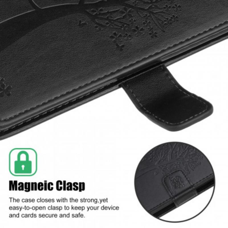 Capa Em Pele Para Motorola Edge 20 Lite De Cordão Tanga E Corujas