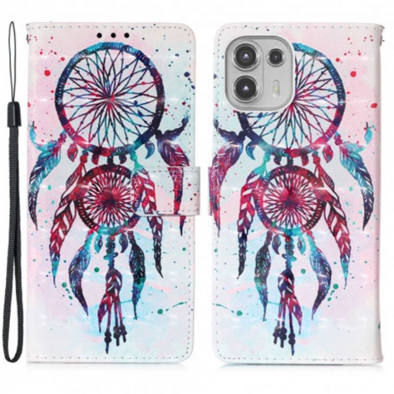 Capa Flip Para Motorola Edge 20 Lite Apanhador De Sonhos Aquarela