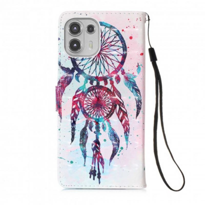 Capa Flip Para Motorola Edge 20 Lite Apanhador De Sonhos Aquarela