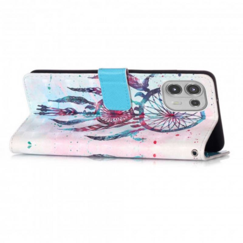 Capa Flip Para Motorola Edge 20 Lite Apanhador De Sonhos Aquarela