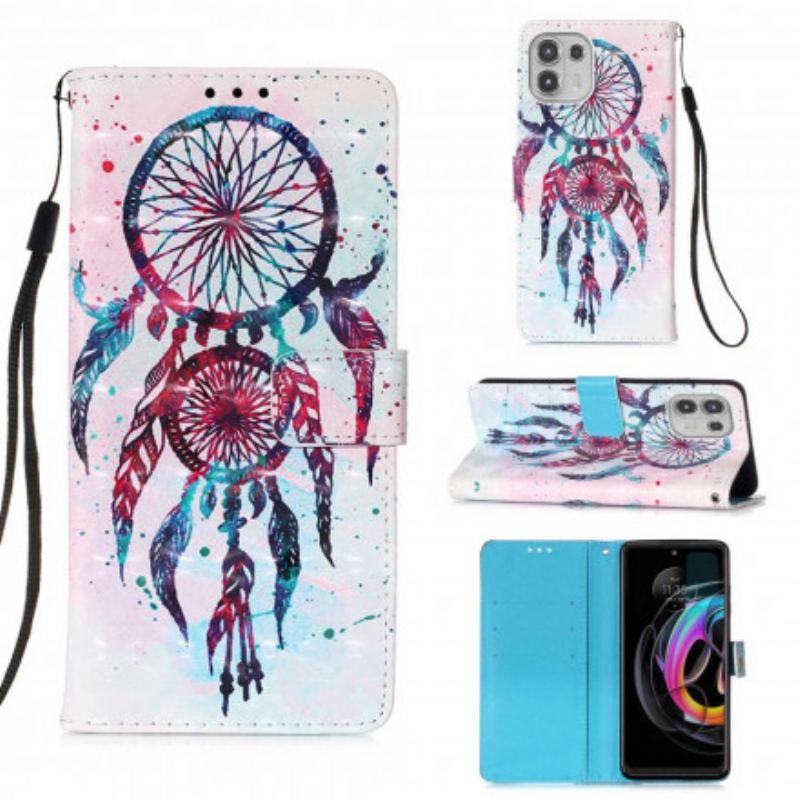 Capa Flip Para Motorola Edge 20 Lite Apanhador De Sonhos Aquarela