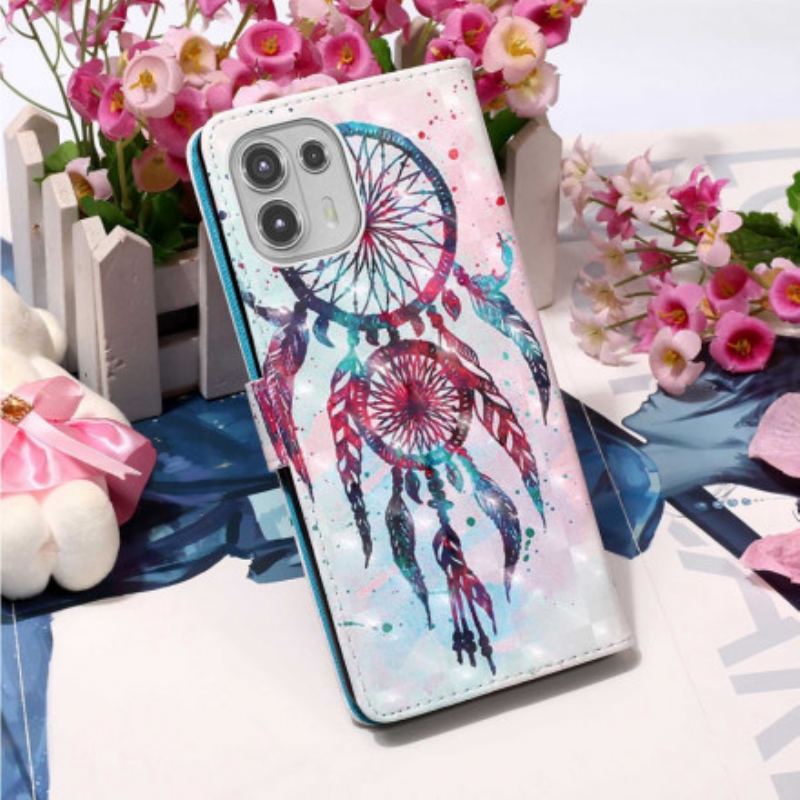 Capa Flip Para Motorola Edge 20 Lite Apanhador De Sonhos Aquarela