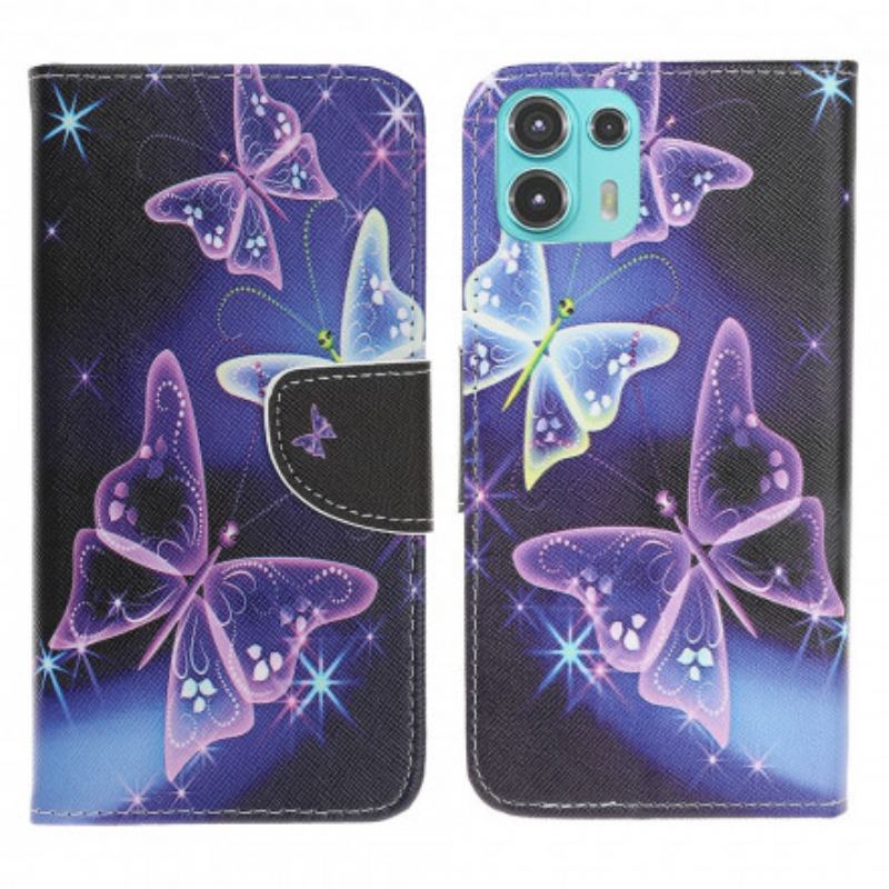 Capa Flip Para Motorola Edge 20 Lite Borboletas
