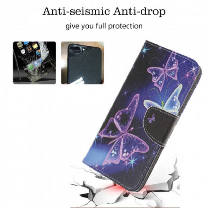Capa Flip Para Motorola Edge 20 Lite Borboletas