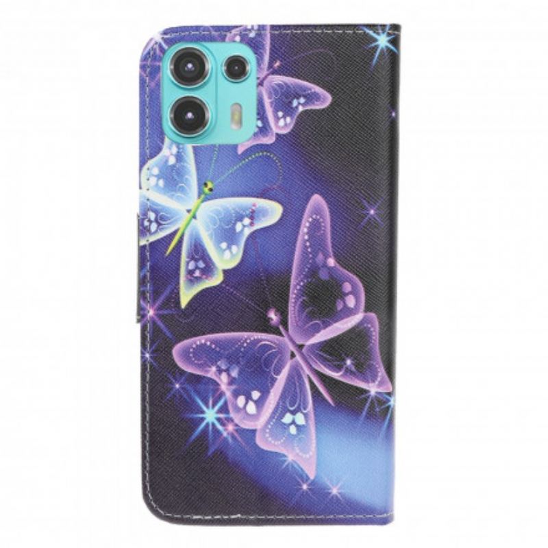 Capa Flip Para Motorola Edge 20 Lite Borboletas