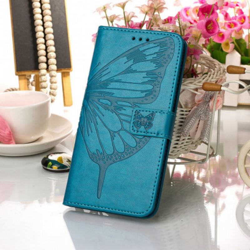 Capa Flip Para Motorola Edge 20 Lite Design De Borboleta Com Cordão