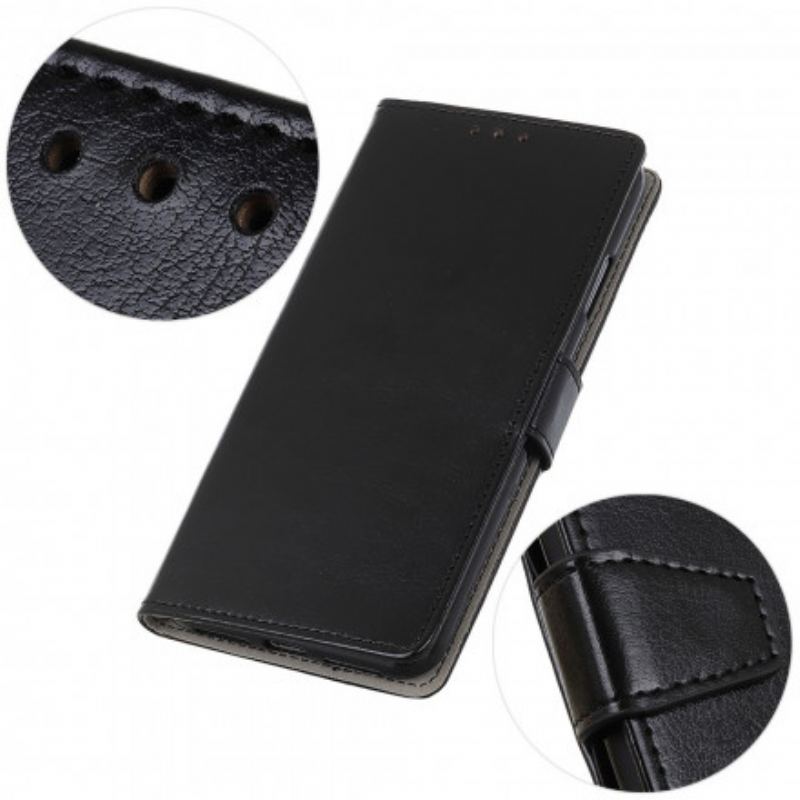 Capa Flip Para Motorola Edge 20 Lite Efeito Couro Brilhante Simples