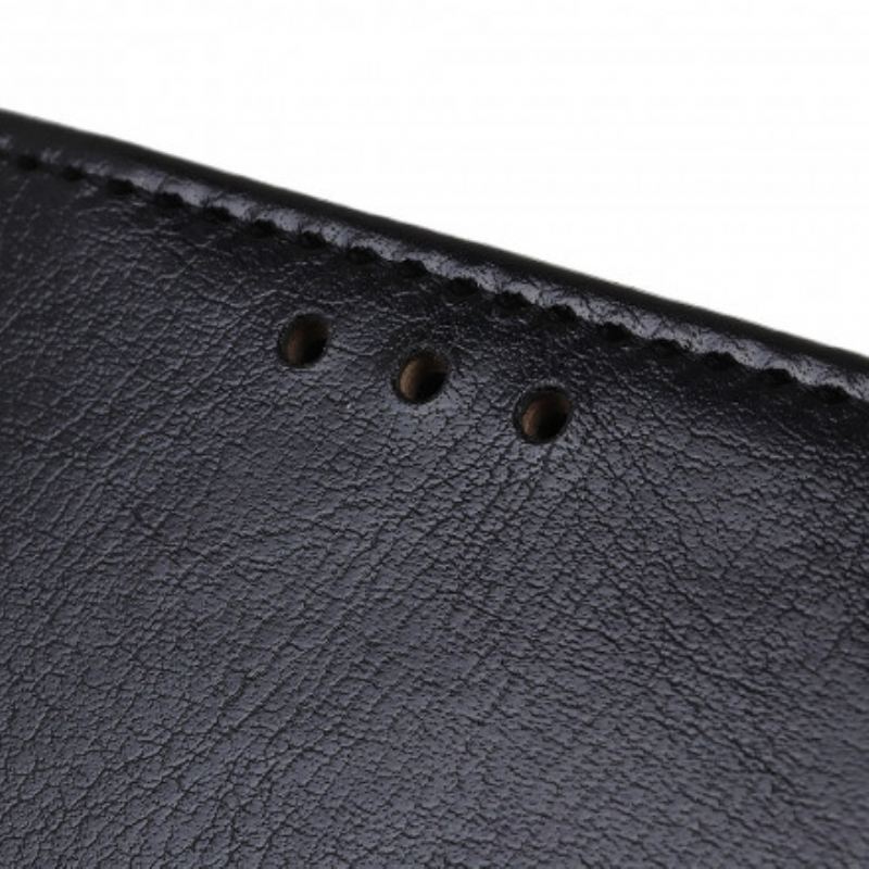 Capa Flip Para Motorola Edge 20 Lite Efeito Couro Brilhante Simples