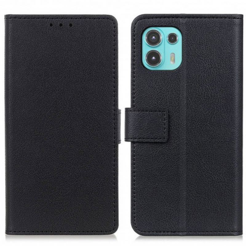 Capa Flip Para Motorola Edge 20 Lite Efeito Couro Clássico