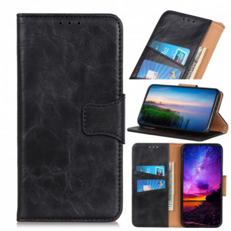 Capa Flip Para Motorola Edge 20 Lite Fecho Reversível De Couro Rachado