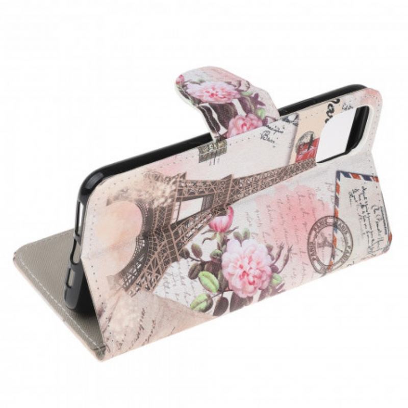 Capa Flip Para Motorola Edge 20 Lite Torre Eiffel Retrô