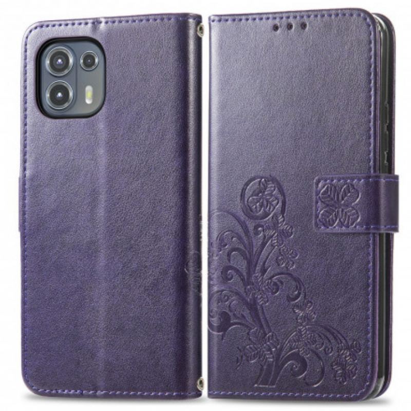 Capa Flip Para Motorola Edge 20 Lite Trevo-de-quatro-folhas