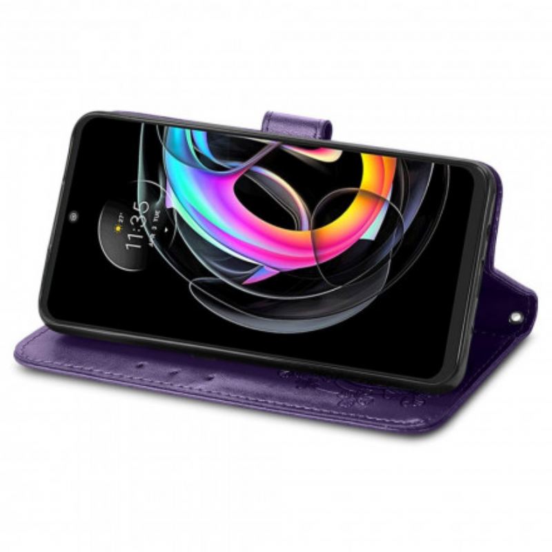 Capa Flip Para Motorola Edge 20 Lite Trevo-de-quatro-folhas
