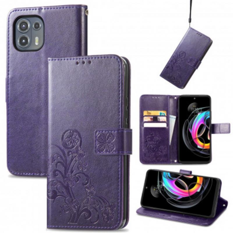 Capa Flip Para Motorola Edge 20 Lite Trevo-de-quatro-folhas