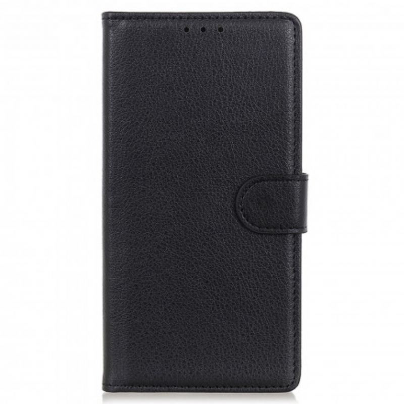 Capa Folio Para Motorola Edge 20 Lite Couro Sintético De Lichia Tradicional