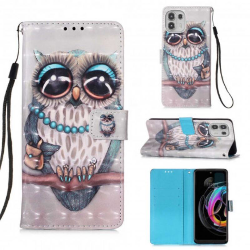 Capa Folio Para Motorola Edge 20 Lite Dona Coruja