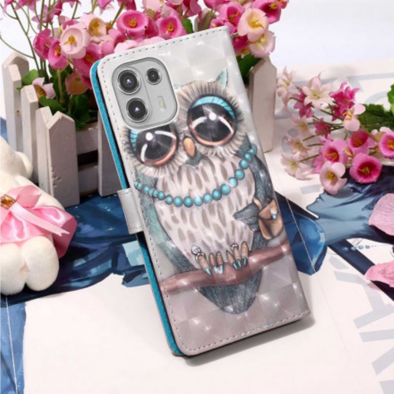 Capa Folio Para Motorola Edge 20 Lite Dona Coruja