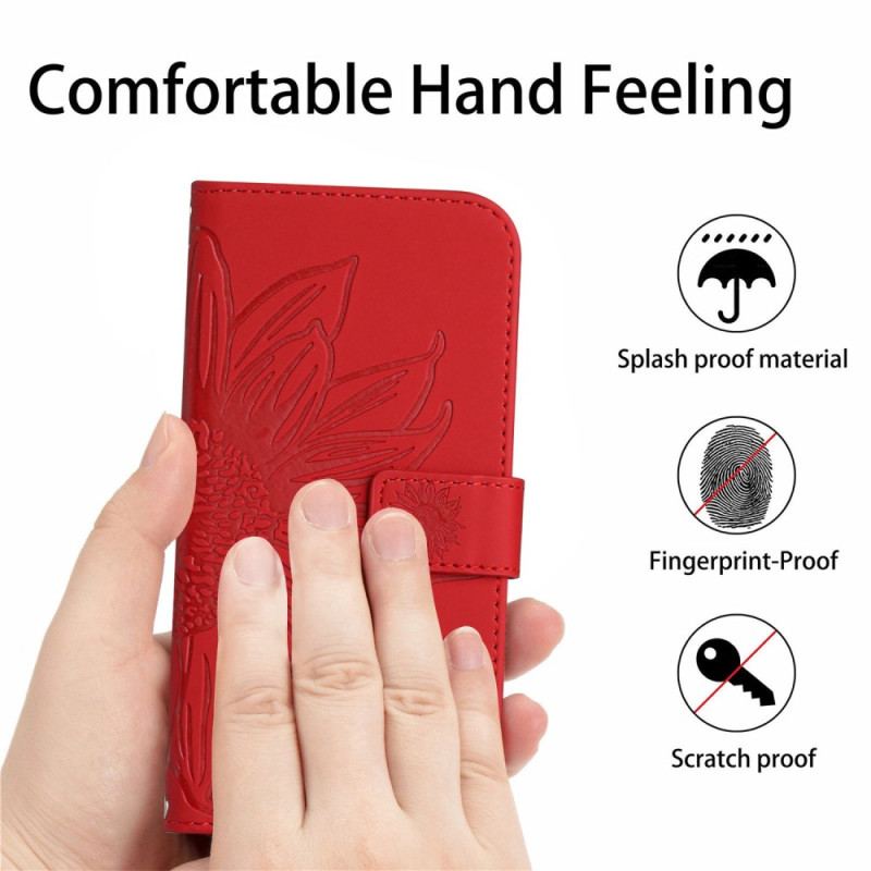 Capa De Couro Para Oppo Reno 8 De Cordão Girassol Strappy