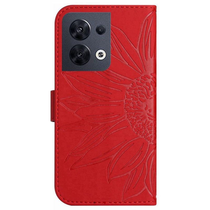 Capa De Couro Para Oppo Reno 8 De Cordão Girassol Strappy