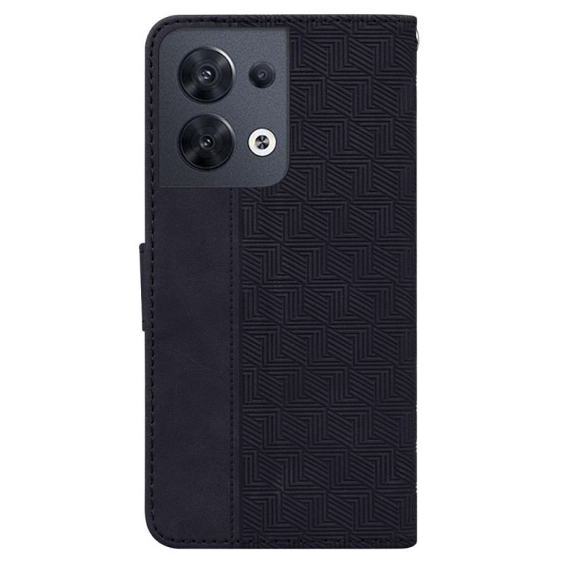 Capa Em Pele Para Oppo Reno 8 De Cordão Padrão De Tiras
