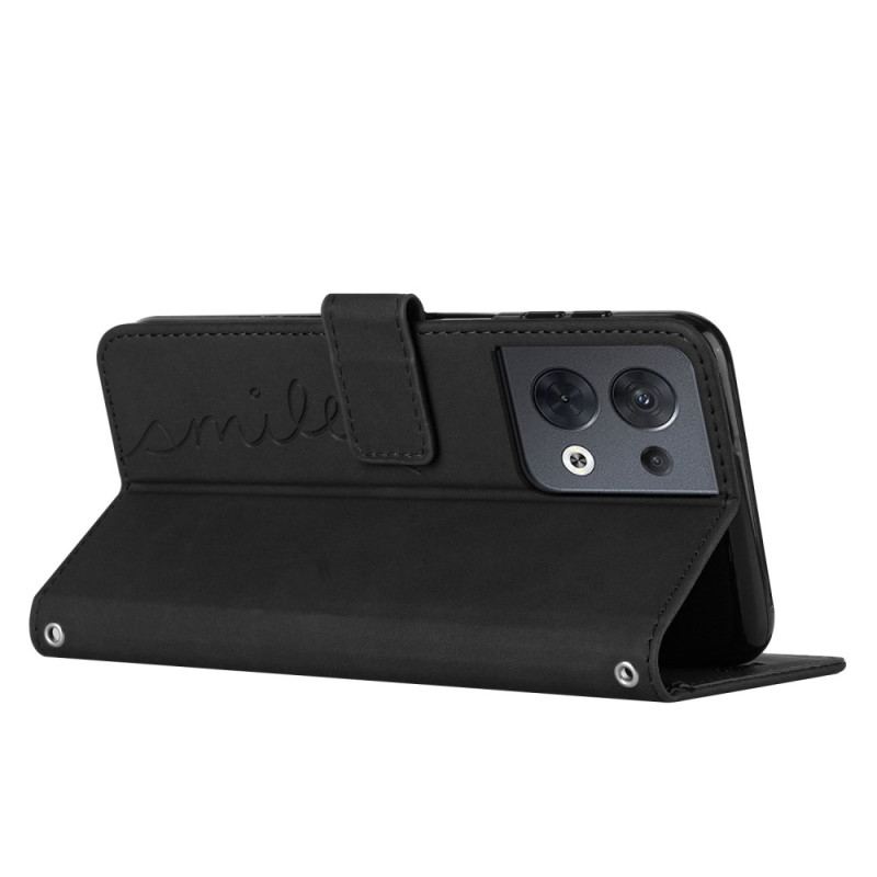 Capa Em Pele Para Oppo Reno 8 Sorria Com Cordão